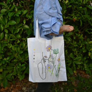 Sac personalisé visage fleurs - Ema Art