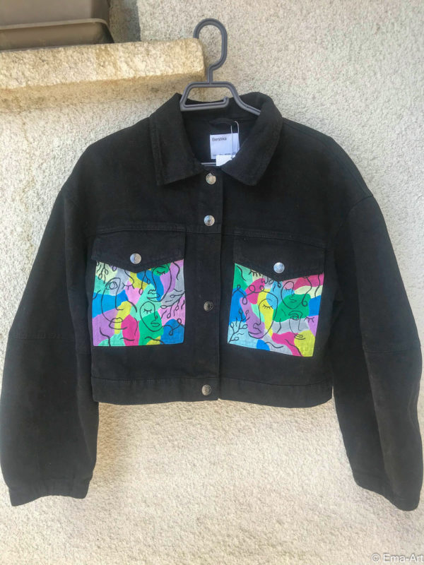 Veste Jean VISAGE PICASSO vêtement personnalisé